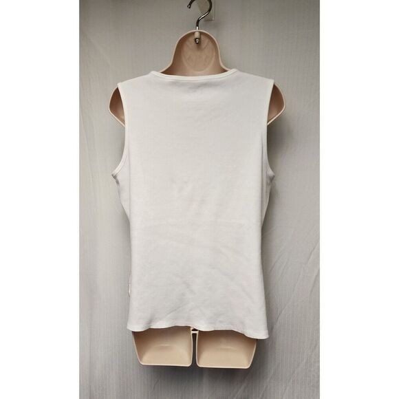 Zenergy By Chicos Tank Top Off White Ribbed w/Silver Sequins Size 2(L-12) - Picture 4 of 5